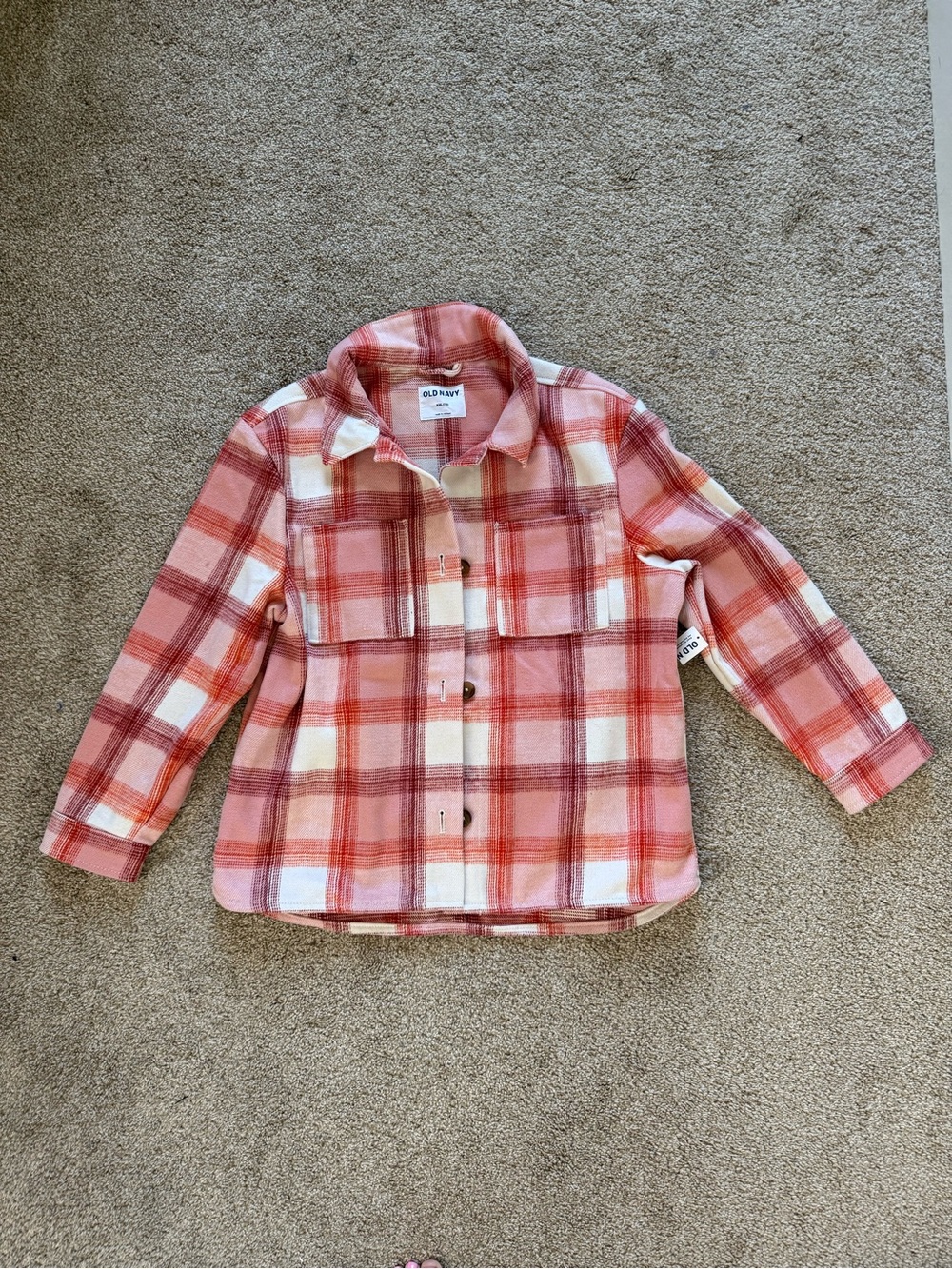 BNWT Old Navy Pink Plaid Kids Shacket Jacket Size XXL 18